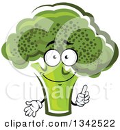 Clipart Of A Cartoon Broccoli Character Holding Up A Finger Royalty Free Vector Illustration