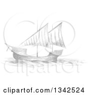 Sketched Gray Sailing Ship
