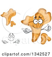 Clipart Of A Cartoon Face Hands And Chanterelle Mushrooms Royalty Free Vector Illustration