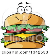 Clipart Of A Cartoon Smiling Cheeseburger Royalty Free Vector Illustration