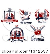 Clipart Of Text And Bowling Sports Designs Royalty Free Vector Illustration