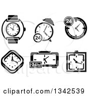 Poster, Art Print Of Black And White Watches Clocks And Timers