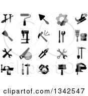 Clipart Of Black And White And Grayscale Tool Icons Royalty Free Vector Illustration