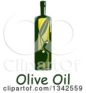Clipart Of A Green Bottle Of Olive Oil Over Text Royalty Free Vector Illustration