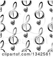 Poster, Art Print Of Seamless Background Pattern Of Black And White Music Notes 2