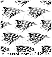 Poster, Art Print Of Seamless Background Pattern Of Black And White Checkered Racing Flags 2