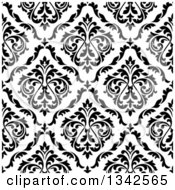 Poster, Art Print Of Seamless Pattern Background Of Vintage Damask In Black On White 4