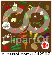 Poster, Art Print Of Flat Design Vegetables On Brown