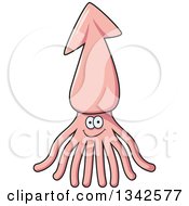 Clipart Of A Cartoon Pink Squid Royalty Free Vector Illustration