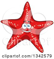 Poster, Art Print Of Cartoon Happy Red Starfish Character