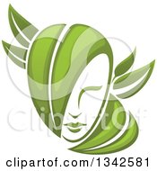 Poster, Art Print Of Womans Face With Green Leaf Hair 2