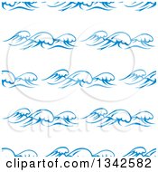 Clipart Of A Seamless Background Design Pattern Of Ocean Waves In Blue On White 5 Royalty Free Vector Illustration