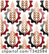 Poster, Art Print Of Seamless Background Pattern Of Gradient Wheat And Gears 3