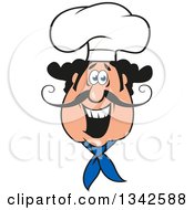 Clipart Of A Cartoon Happy Male Chef With A Mustache Royalty Free Vector Illustration