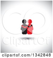 Clipart Of A Black And Red Couple Embracing Over Shading Royalty Free Vector Illustration
