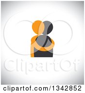 Clipart Of A Black And Orange Couple Hugging Over Shading Royalty Free Vector Illustration