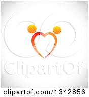 Poster, Art Print Of Gradient Orange Couple Dancing And Forming A Heart Over Shading