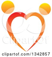 Poster, Art Print Of Gradient Orange Couple Dancing And Forming A Heart