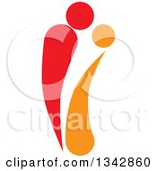 Poster, Art Print Of Red And Orange Abstract Couple Spooning