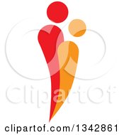Poster, Art Print Of Red And Orange Abstract Couple Spooning 2