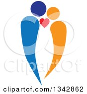Poster, Art Print Of Blue And Orange Abstract Couple In Love