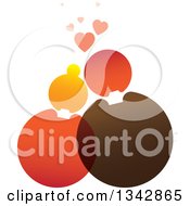 Poster, Art Print Of Cuddling Couple Made Of Circles Under Hearts