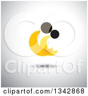 Clipart Of An Abstract Yellow And Black Couple Spooning Over Shading Royalty Free Vector Illustration