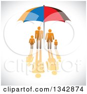 Poster, Art Print Of Gradient Orange Family With A Reflection Sheltered Under An Umbrella Over Shading