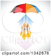 Poster, Art Print Of Family And House Sheltered Under An Umbrella Over Shading