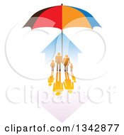 Poster, Art Print Of Family And House Sheltered Under An Umbrella