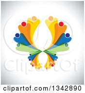 Poster, Art Print Of Colorful Abstract Family Or Team Forming A Butterfly Over Shading