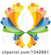 Poster, Art Print Of Colorful Abstract Family Or Team Forming A Butterfly