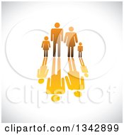 Poster, Art Print Of Gradient Orange Family Of Four And Reflection Over Shading