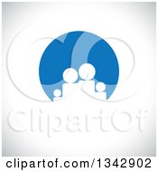Clipart Of A White Silhouetted Family In A Blue Circle Over Shading Royalty Free Vector Illustration