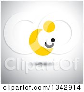 Clipart Of A Yellow Abstract Parent Holding A Baby Over Shading Royalty Free Vector Illustration