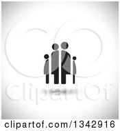 Clipart Of A Black Abstract Family Of Four Over Shading Royalty Free Vector Illustration