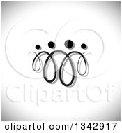 Clipart Of A Black Abstract Swirl Family Over Shading Royalty Free Vector Illustration