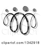 Clipart Of A Black Abstract Swirl Family With A Shadow Royalty Free Vector Illustration