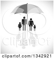 Poster, Art Print Of Black Family Sheltered Under A Gray Umbrella Over Shading