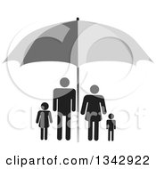 Poster, Art Print Of Black Family Sheltered Under A Gray Umbrella