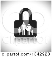 Poster, Art Print Of Black And White Padlock With A Family Over Shading