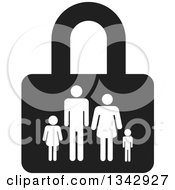 Poster, Art Print Of Black And White Padlock With A Family