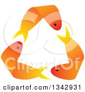 Recycle Arrows Formed By Three Orange Gold Fish