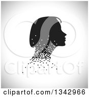 Clipart Of A Profile Silhouette Of A Womans Face With Pixels Over Shading Royalty Free Vector Illustration by ColorMagic