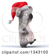 Clipart Of A 3d Christmas Koala Wearing A Santa Hat And Walking Slightly To The Right Royalty Free Illustration by Julos