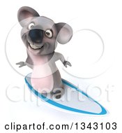 Clipart Of A 3d Koala Surfing 4 Royalty Free Illustration by Julos