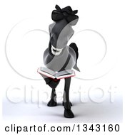 Clipart Of A 3d Black Horse Wearing Sunglasses And Reading A Book Royalty Free Illustration by Julos