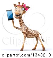 Clipart Of A 3d Female Giraffe Facing Left And Talking On A Smart Cell Phone Royalty Free Illustration by Julos