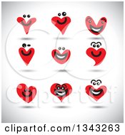 Poster, Art Print Of Red Heart Face App Icon Design Elements Over Shading