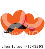 Poster, Art Print Of Heart Couple With A Mustache And Lips